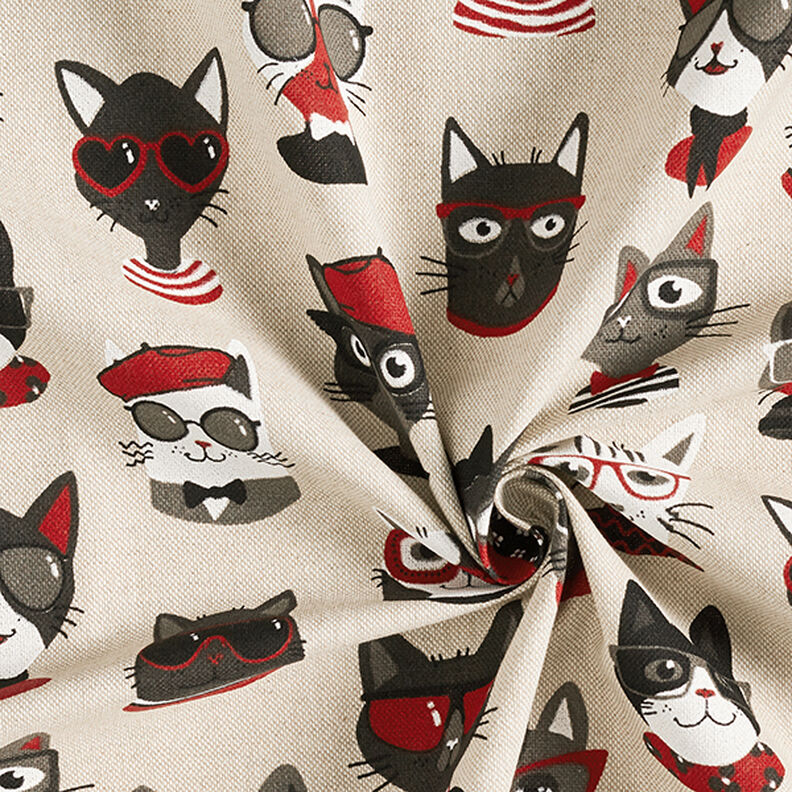 Decor Fabric Half Panama Cats – natural,  image number 3