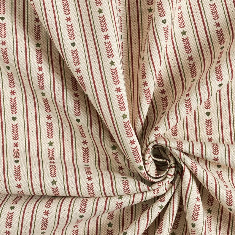 Decor Fabric Half Panama stripes with stars – natural/burgundy, image number 3
