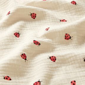 Double Gauze/Muslin cute ladybugs – offwhite, 