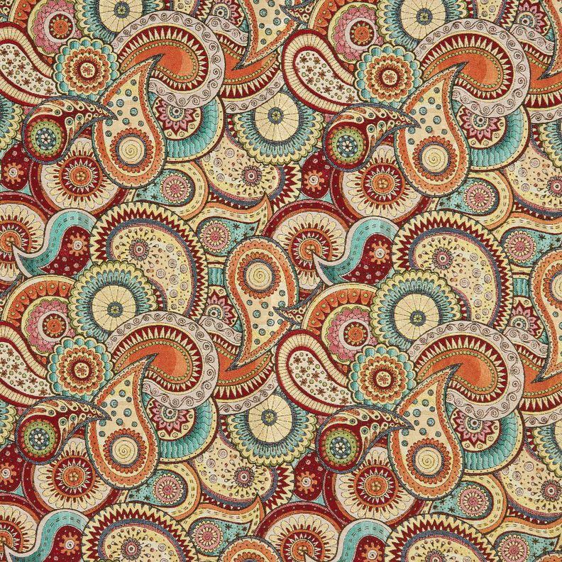 Decor Fabric Tapestry Fabric abstract paisley – light beige/carmine,  image number 1