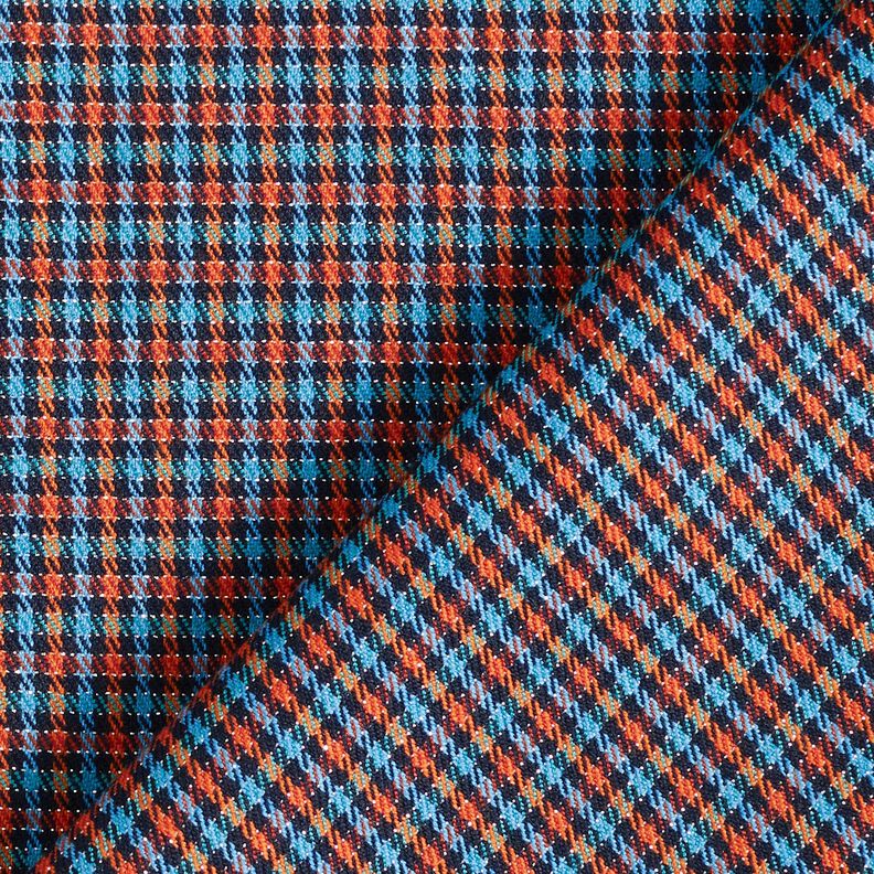 Viscose Blend Check with glitter – turquoise/orange,  image number 4