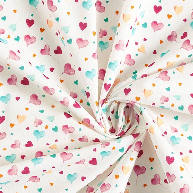 Cotton poplin heart balloons – white,  image number 3