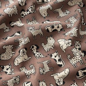 Decor Fabric Half Panama abstract dogs – dark brown/natural, 
