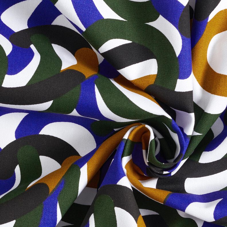 Decor Fabric Half Panama retro whorls – white/dark green,  image number 3
