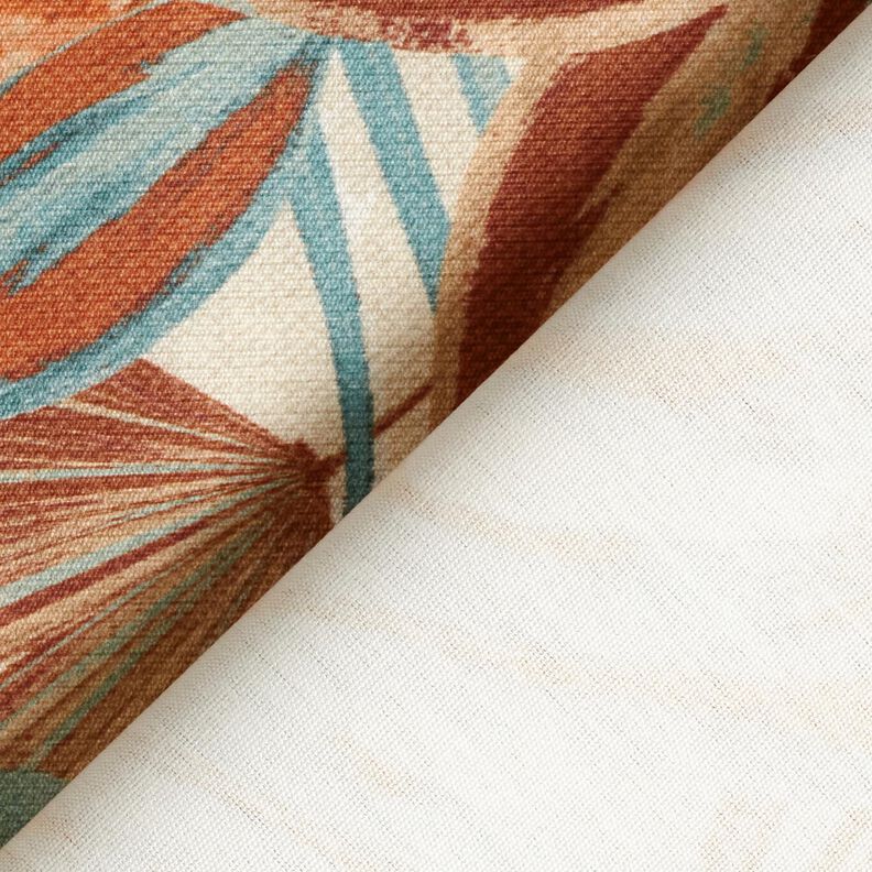 Outdoor Fabric Canvas large leaves – natural/terracotta,  image number 4