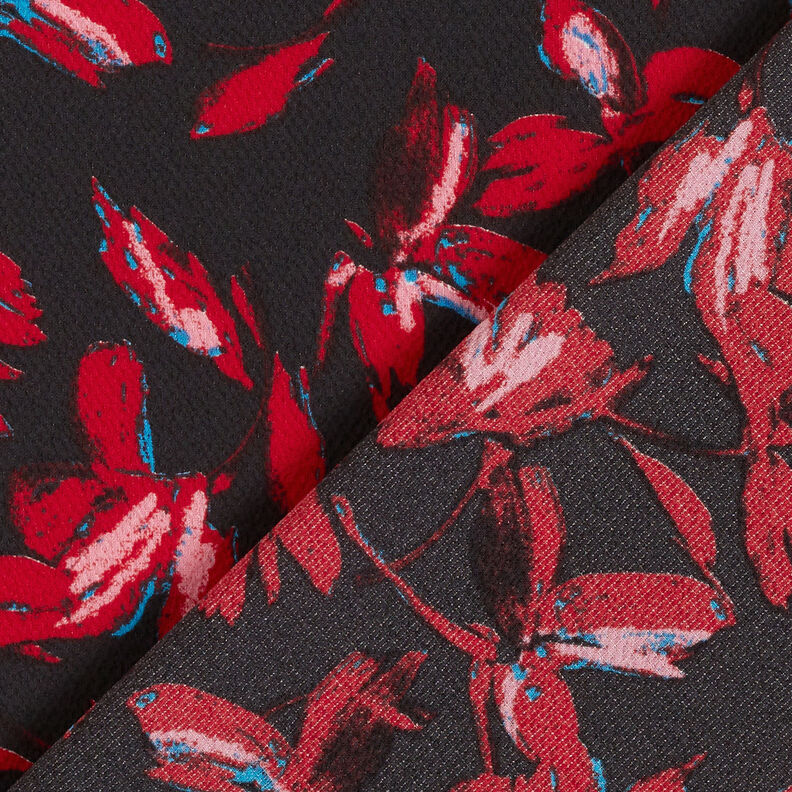 Crêpe chiffon abstract flowers – navy blue/carmine, image number 4