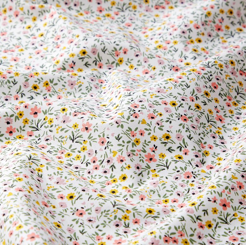 Cotton Cretonne delicate flowers – white/dusky pink, image number 2