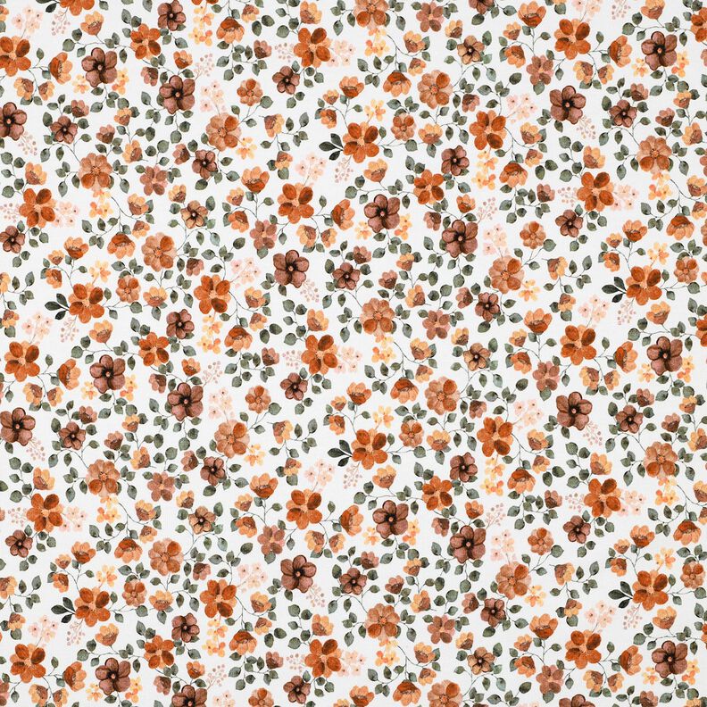 GOTS Cotton Jersey Autumn Flowers Digital Print – white/rosé, image number 1