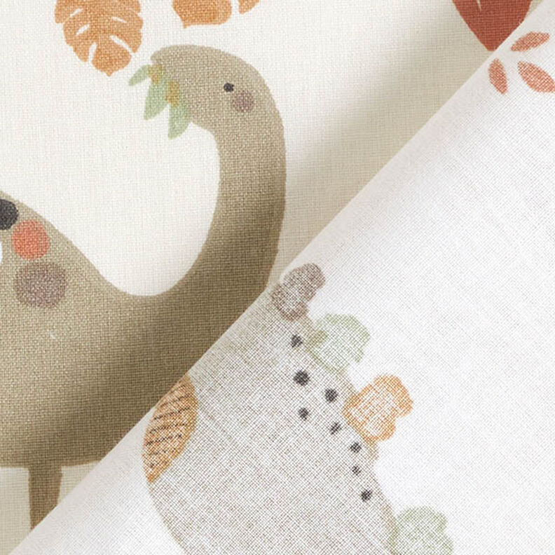 Cotton Poplin happy dinosaurs – cream/fawn,  image number 4