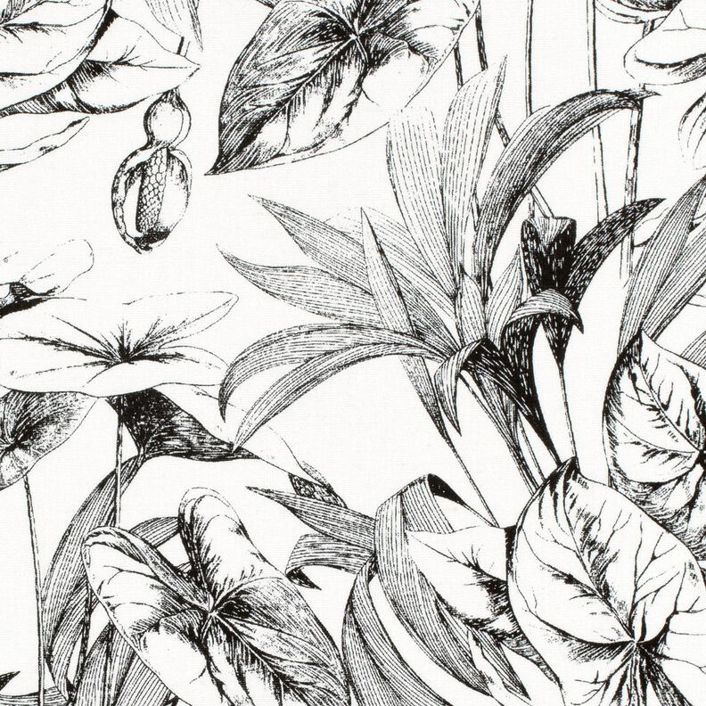 Viscose Linen Blend Tropical plants – offwhite/black,  image number 5
