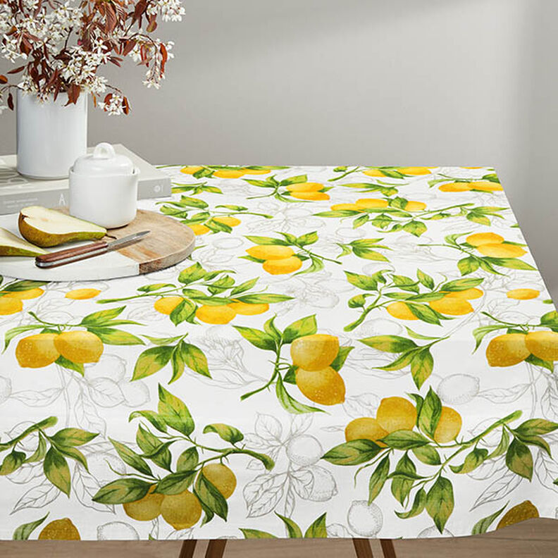 Decor Fabric Panama lemons – white/lemon yellow,  image number 5