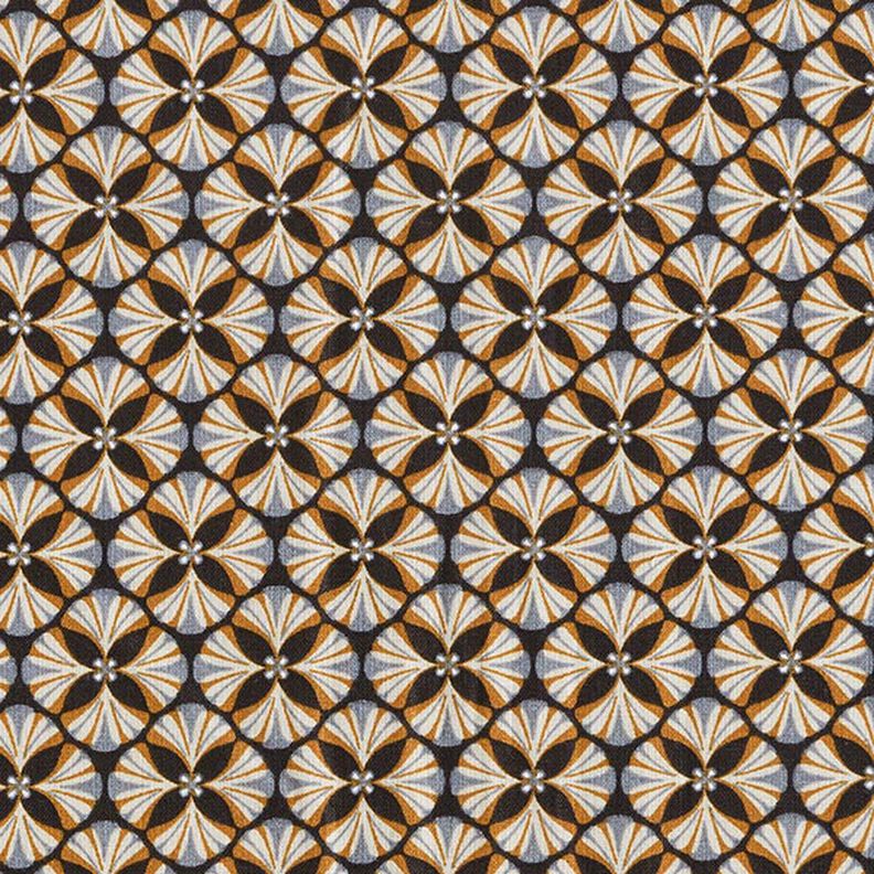 Cotton Cretonne flower tiles – black/light taupe, image number 1