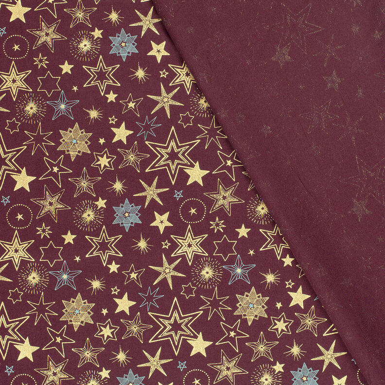 Cotton Poplin Large Stars – merlot/gold, image number 4