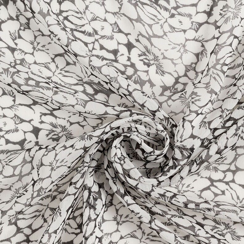 Crêpe Chiffon Floral Ornaments – white/black,  image number 3