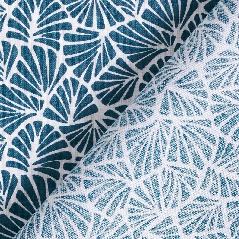 Coated Cotton abstract mini leaves – ocean blue/white,  image number 5