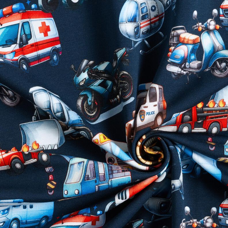 French Terry Vehicles Digital Print – navy blue, image number 3