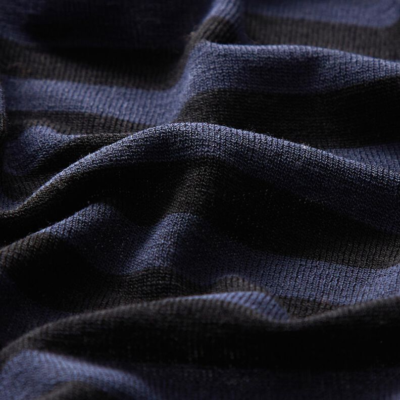 Jersey viscose silk blend stripes – navy blue/black,  image number 2