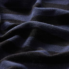 Jersey viscose silk blend stripes – navy blue/black | Remnant 100cm, 