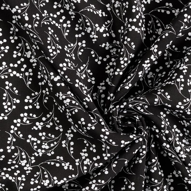 Viscose fabric berry branches – black,  image number 3