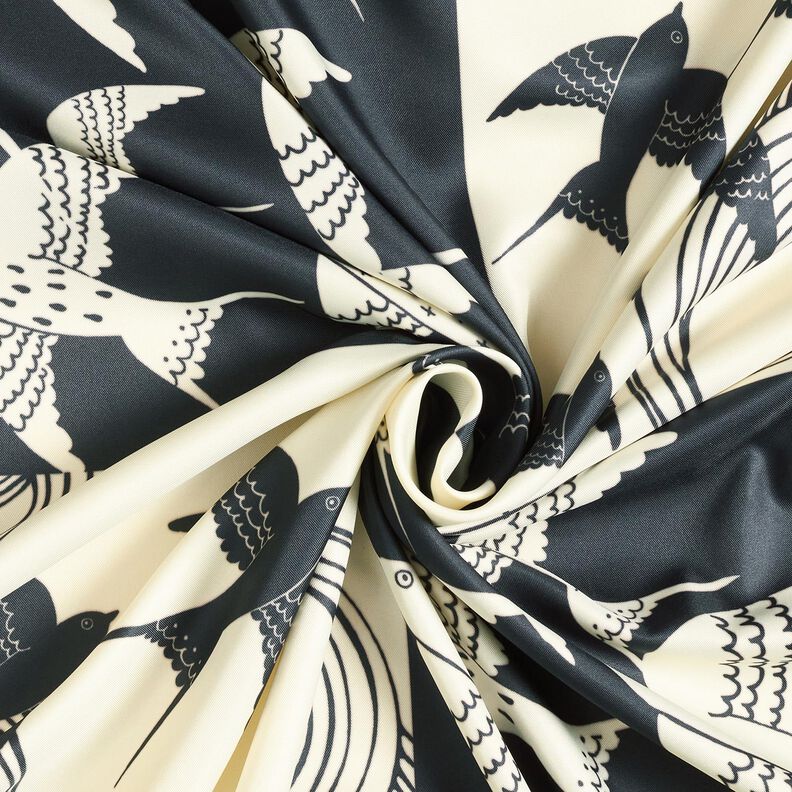 Satin panel swallows | Katia Fabrics – anthracite/cream,  image number 3