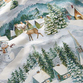 Decor Fabric Tapestry Fabric Winter Landscape – ivory/light turquoise, 