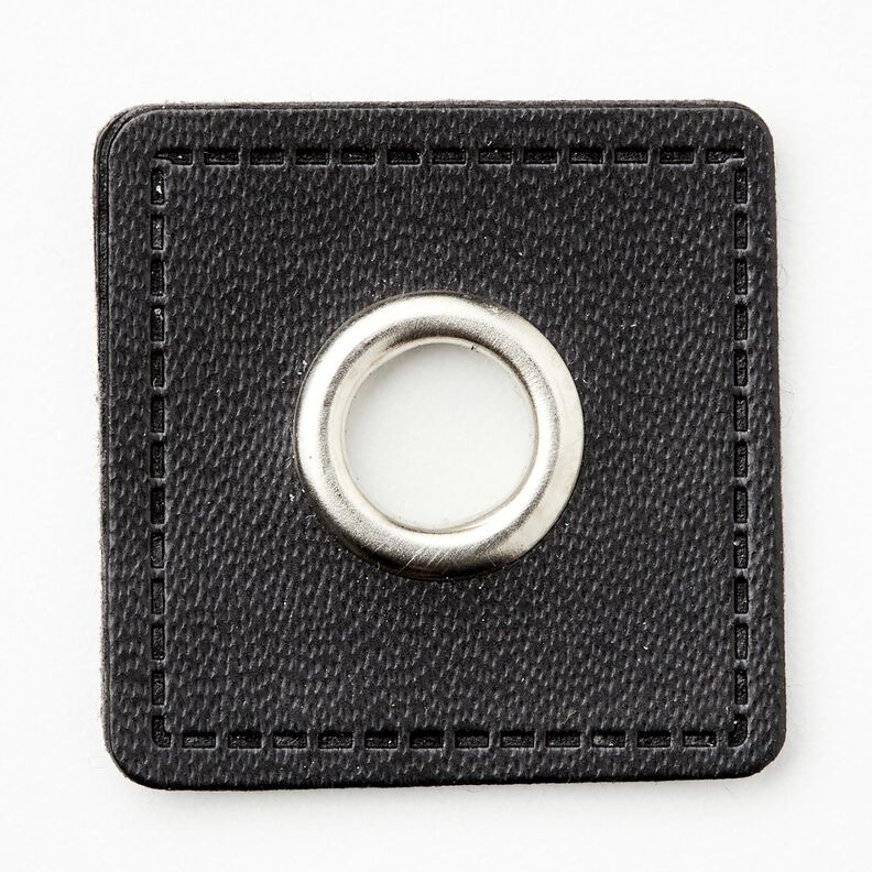 Eyelet patch [30 x 30 mm] – black/metallic silver,  image number 1