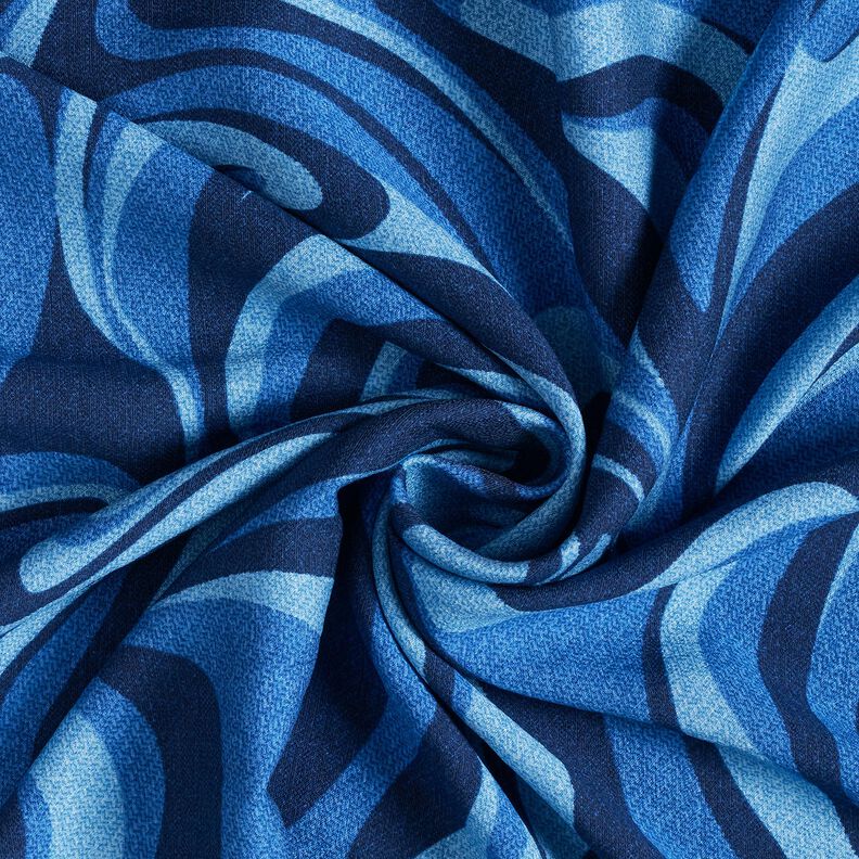 Viscose crepe waves – navy blue/royal blue,  image number 3