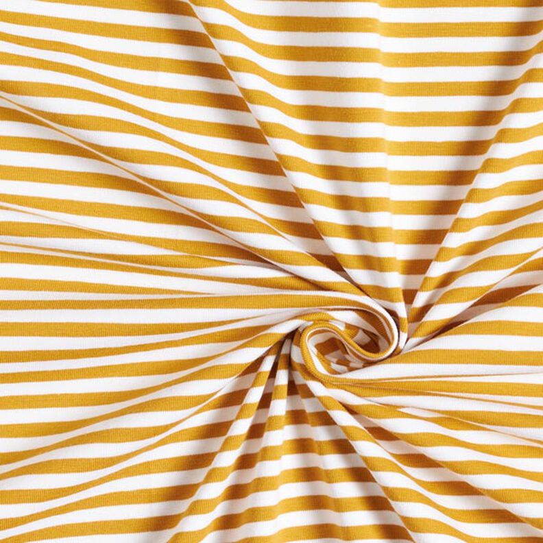 Cotton Jersey Narrow Stripes – mustard/white,  image number 6