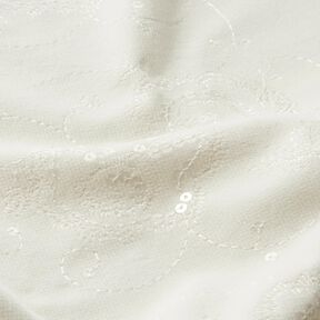 Fine cord embroidery and sequin flowers – offwhite, 