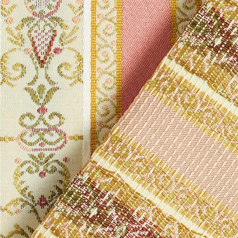 Biedermeier Stripes Jacquard Furnishing Fabric – cream/dusky pink,  image number 3