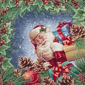 Panel Tapestry Fabric Lurex Christmas presents – blue/green, 