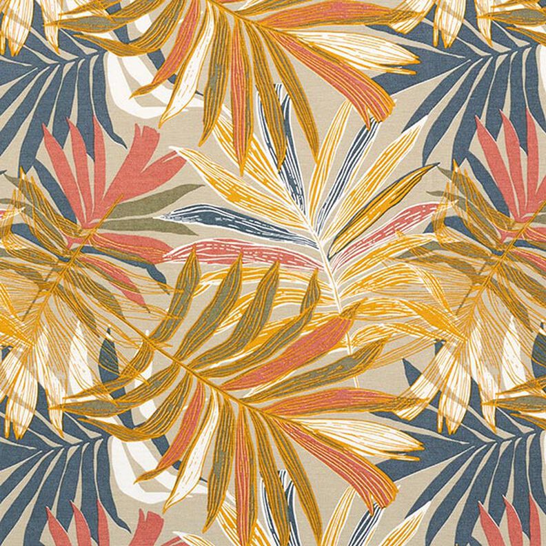 Decor Fabric Canvas Jungle Leaves 280cm – sand/chili,  image number 1