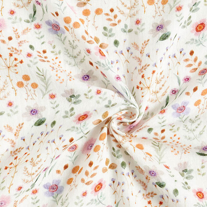Double Gauze/Muslin Colourful Floral Meadow Digital Print – offwhite,  image number 3