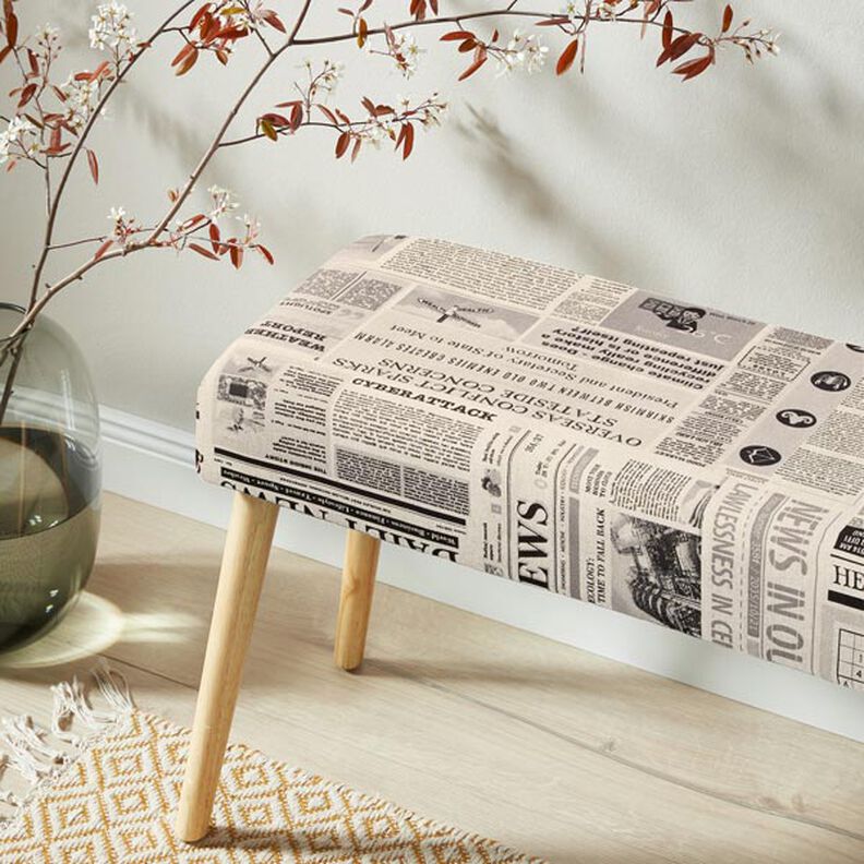 Decor Fabric Half Panama vintage newspaper – natural/black,  image number 8