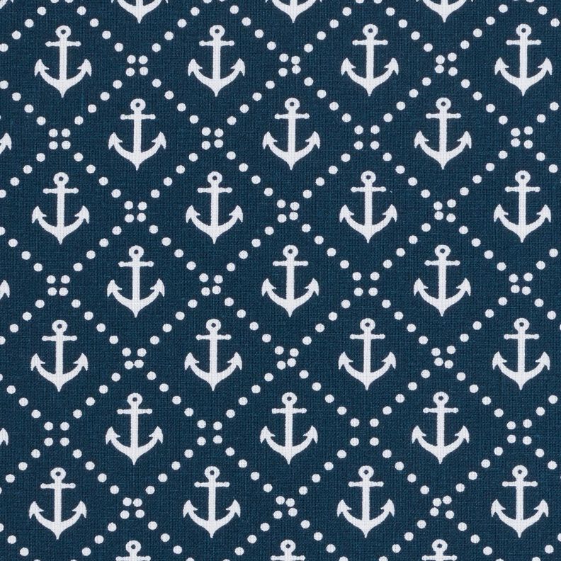 Cotton Cretonne classic anchor – midnight blue/white,  image number 1