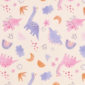 Cotton Poplin Dinosaur Princesses Digital Print – light beige, 