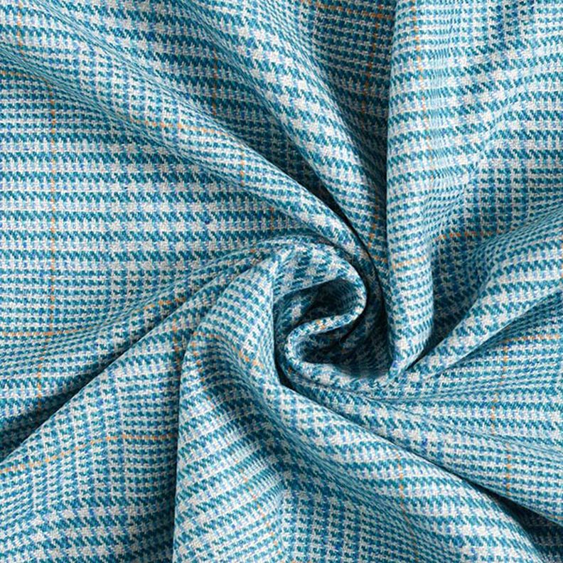 Glen Plaid Wool Fabric – turquoise,  image number 6
