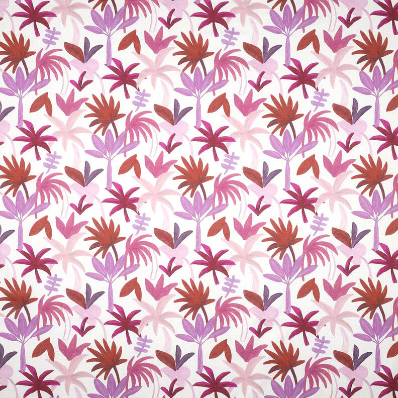 Palm trees cotton voile | Nerida Hansen – white/grape,  image number 1