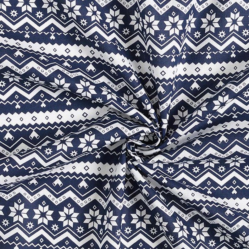 Cotton Poplin Norwegian pattern – midnight blue,  image number 3