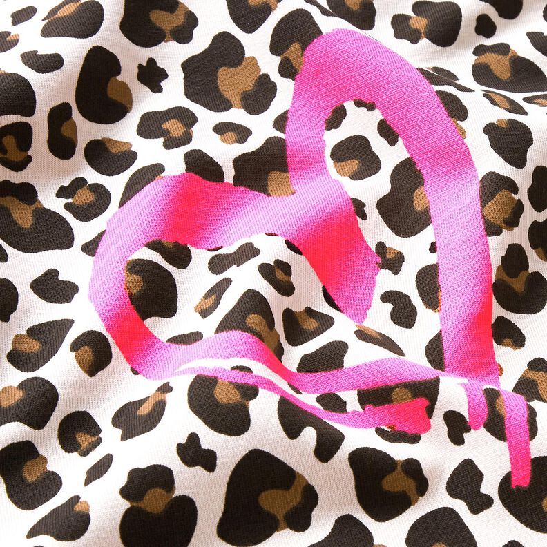 French Terry Leo and neon hearts – cashew/neon pink, image number 6