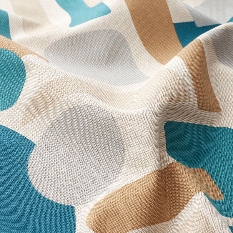 Decor Fabric Half Panama abstract shapes – natural/petrol, image number 2