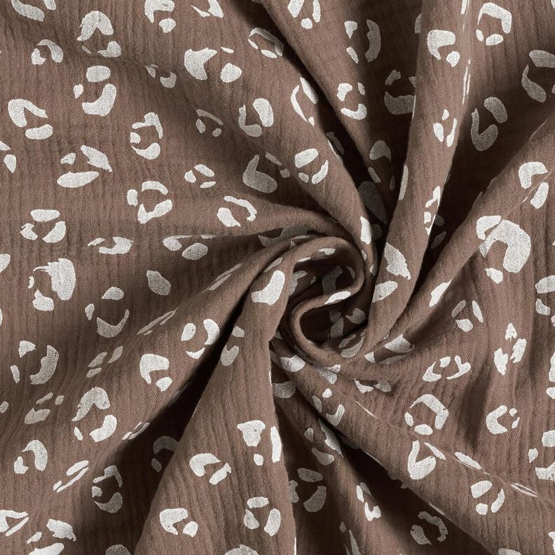 Double Gauze/Muslin large leopard pattern – dark taupe/white,  image number 3