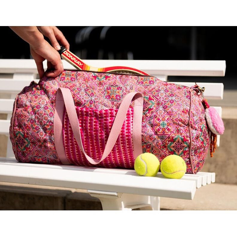 Quilted Fabric Doubleface Diamonds | Poppy Fabrics – intense pink/fir green,  image number 5