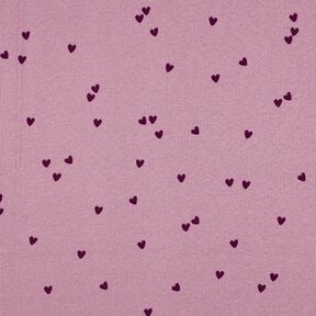 Ribbed Jersey Scattered Hearts | Poppy Fabrics – pastel violet/merlot, 