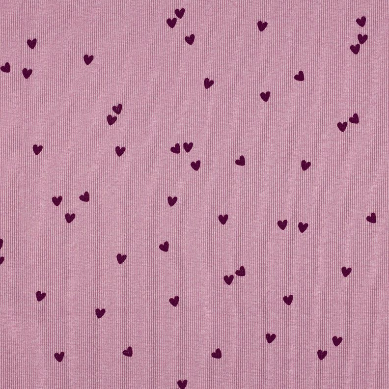Ribbed Jersey Scattered Hearts | Poppy Fabrics – pastel violet/merlot,  image number 1