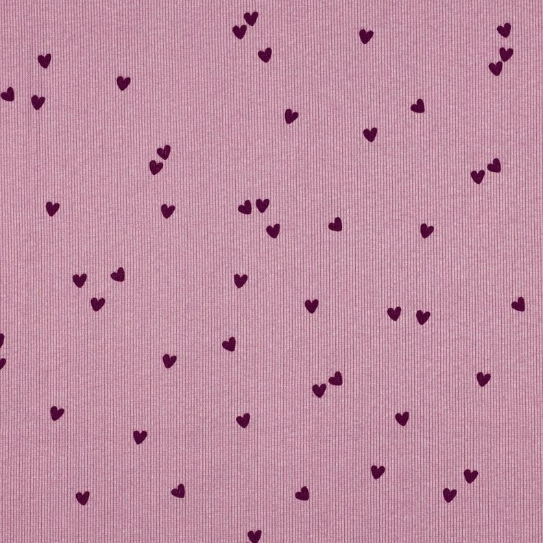 Ribbed Jersey Scattered Hearts | Poppy Fabrics – pastel violet/merlot, image number 1