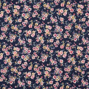 Coated Cotton romantic flowers – navy blue, 