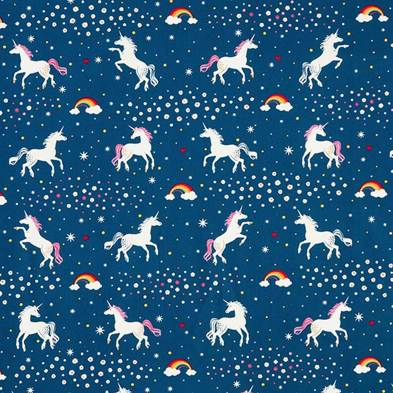 Decor Fabric Glow in the dark dancing unicorns – ocean blue/pink,  image number 11