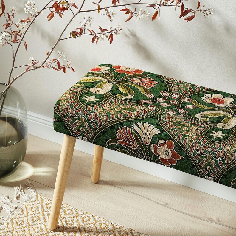 Decor Fabric Tapestry Fabric Floral Ornaments – green/light orange,  image number 6