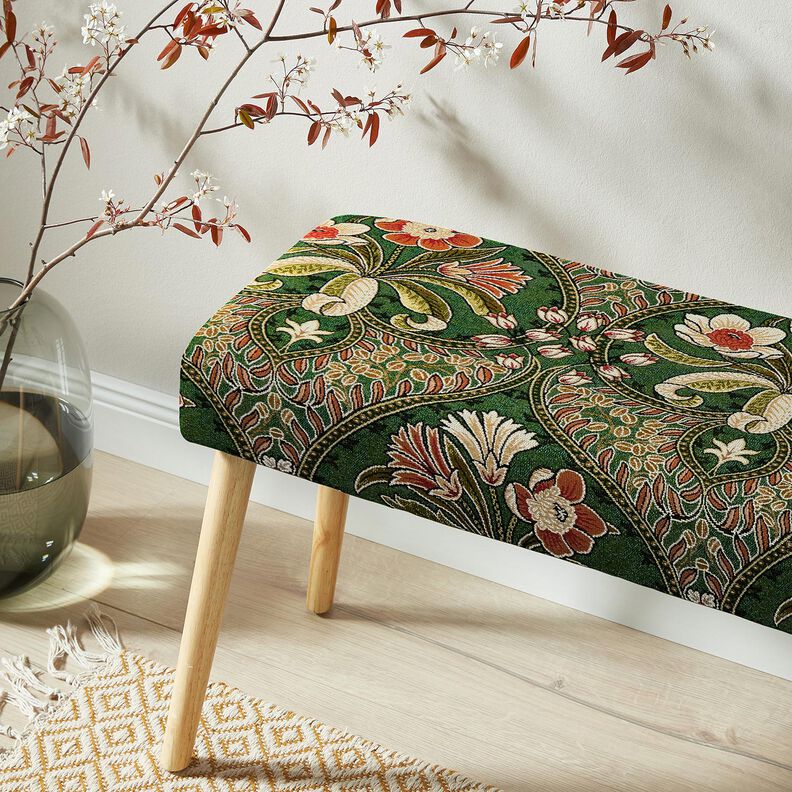 Decor Fabric Tapestry Fabric Floral Ornaments – green/light orange, image number 6